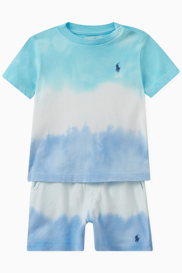 

Tie-dye T-shirt & Shorts Set in Cotton, Blue