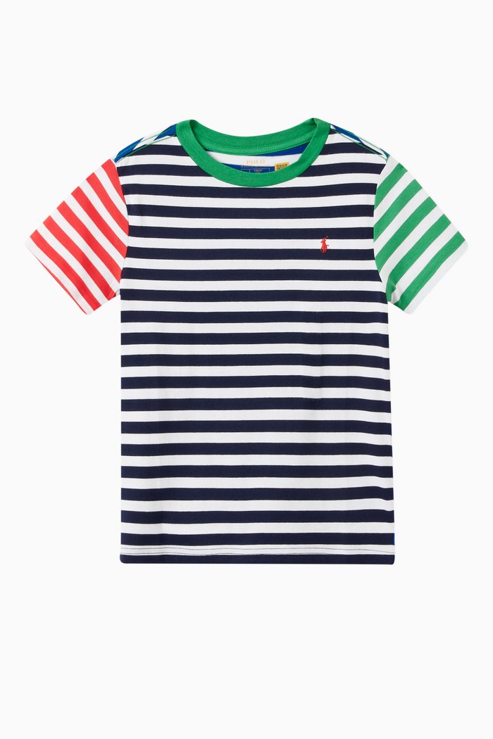 

Striped T-shirt in Cotton, Blue