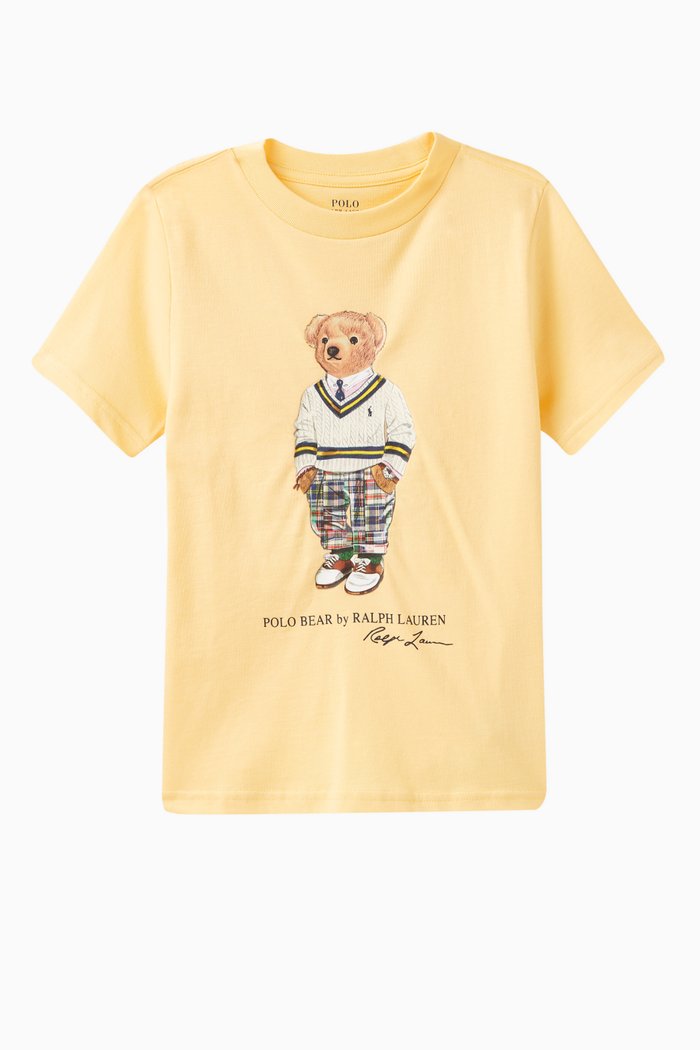 

Bear Illustration Print T-shirt in Cotton, Yellow