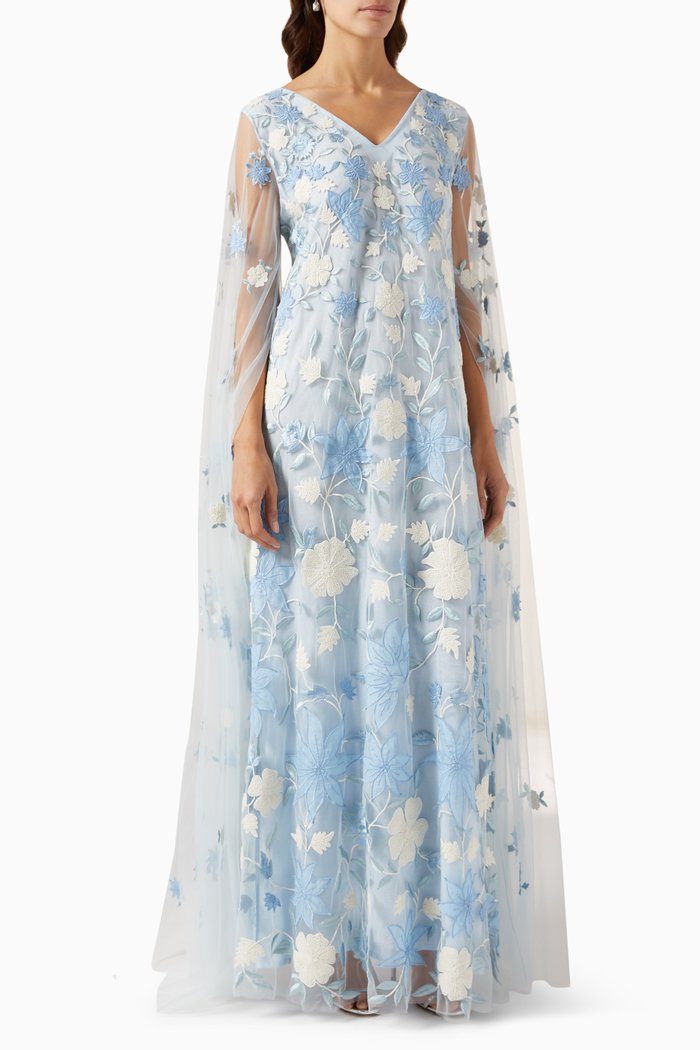 

Floriate Kaftan in Silk Georgette, Blue