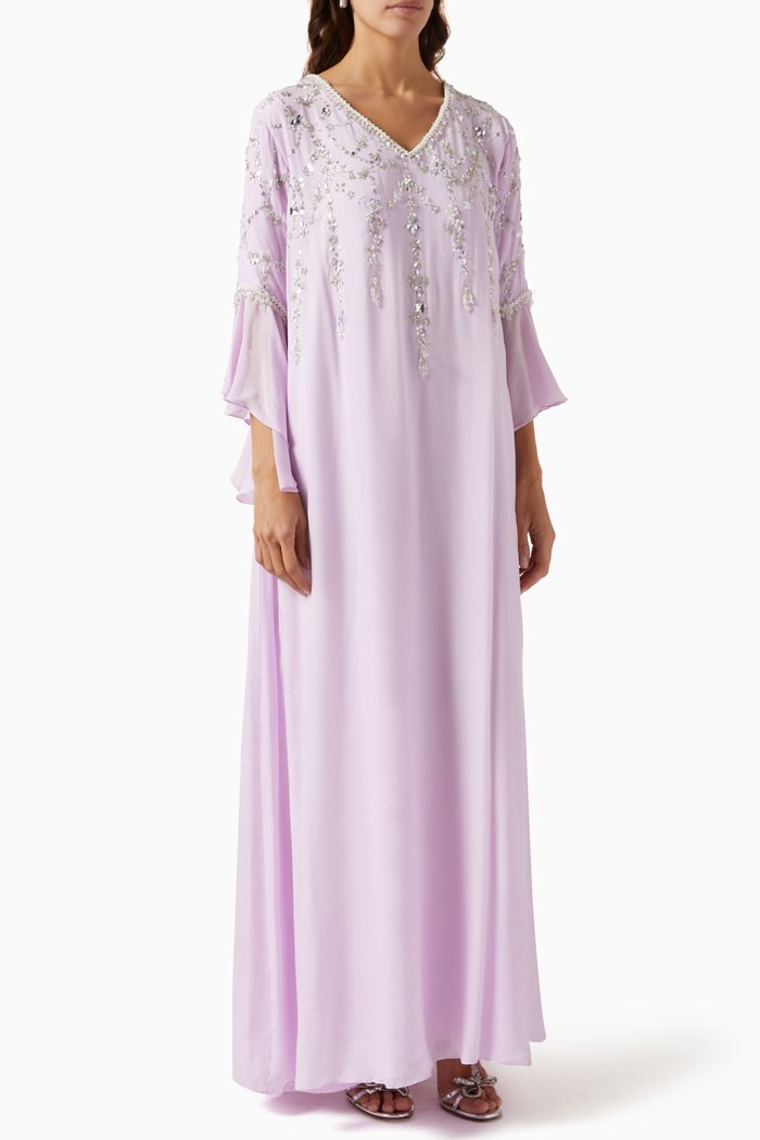 Crystaline Kaftan in Silk Crepe, Pink