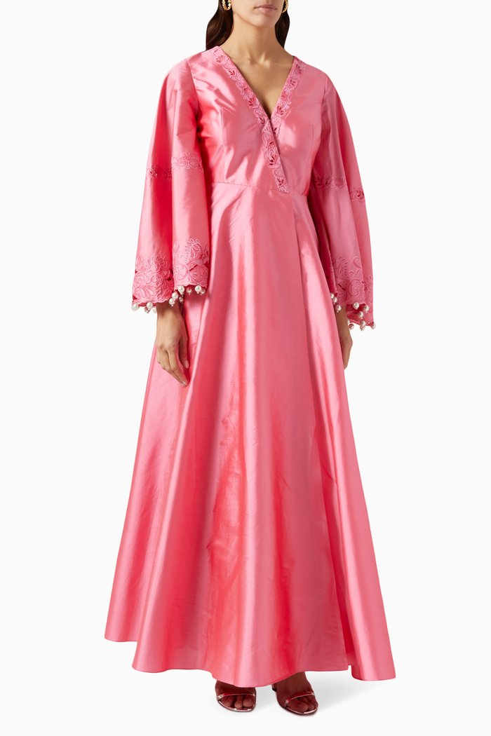 

Selena Kaftan in Silk Taffeta, Pink