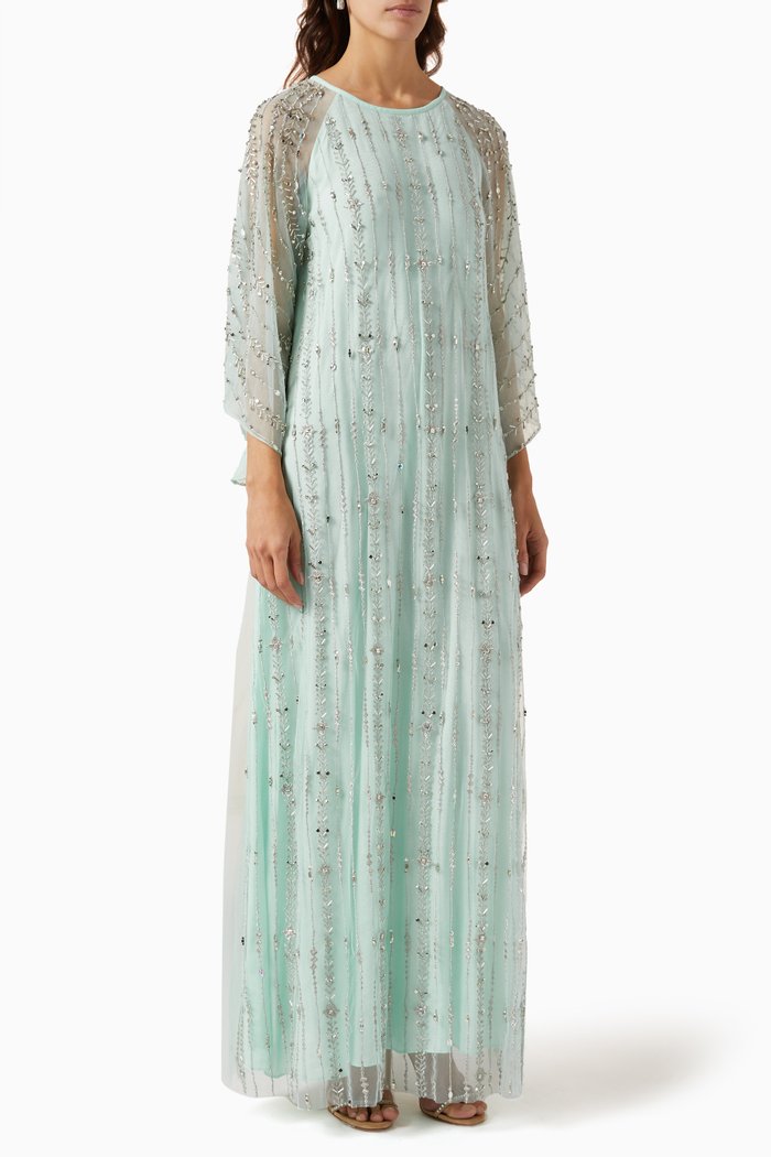 

Crystaline Kaftan in Silk Crepe, Green