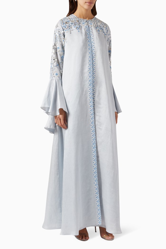 

Reya Kaftan in Satin Linen, Blue