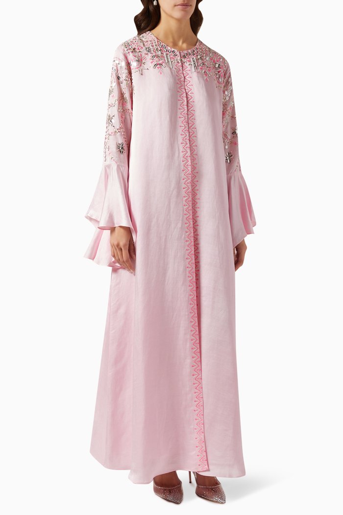 

Reya Kaftan in Satin Linen, Pink