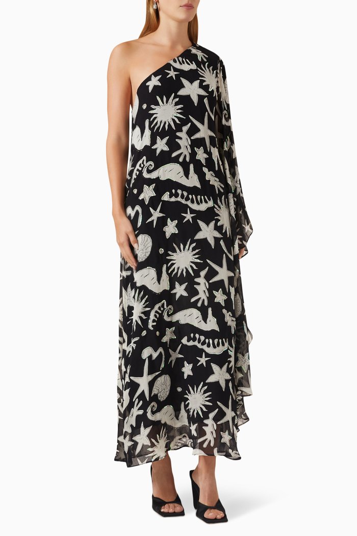 

Liza One-shoulder Dress in Viscose, Black