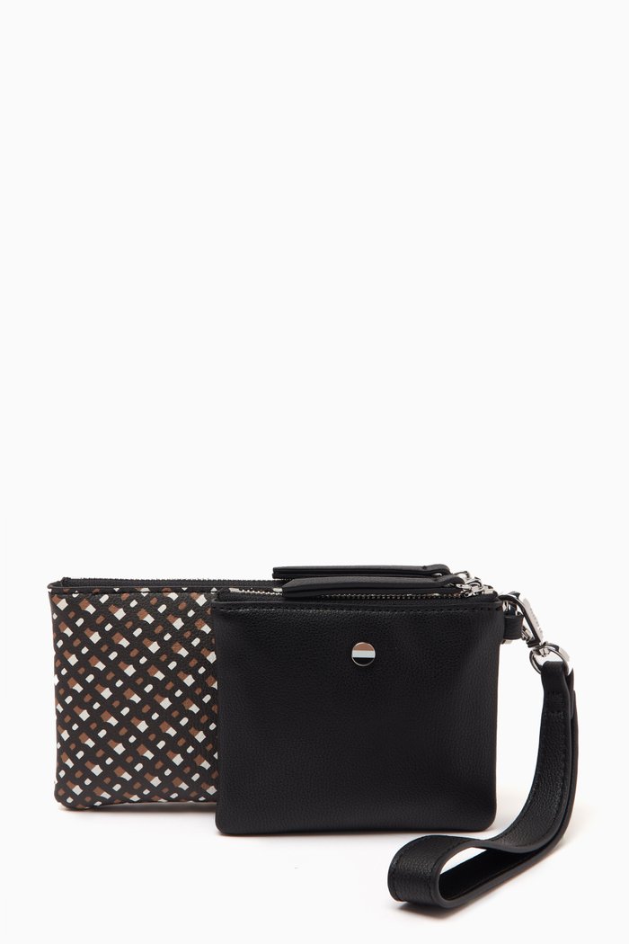 

Addison Pouches Wristlet in Faux Leather, Black