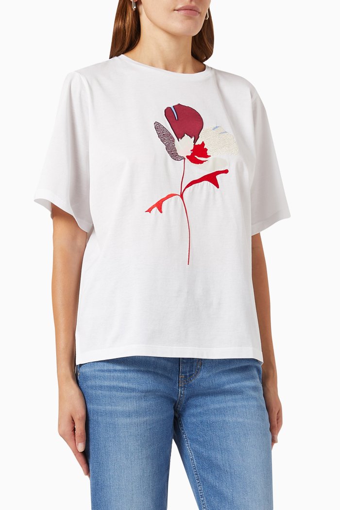

Floral T-shirt in Jersey, White