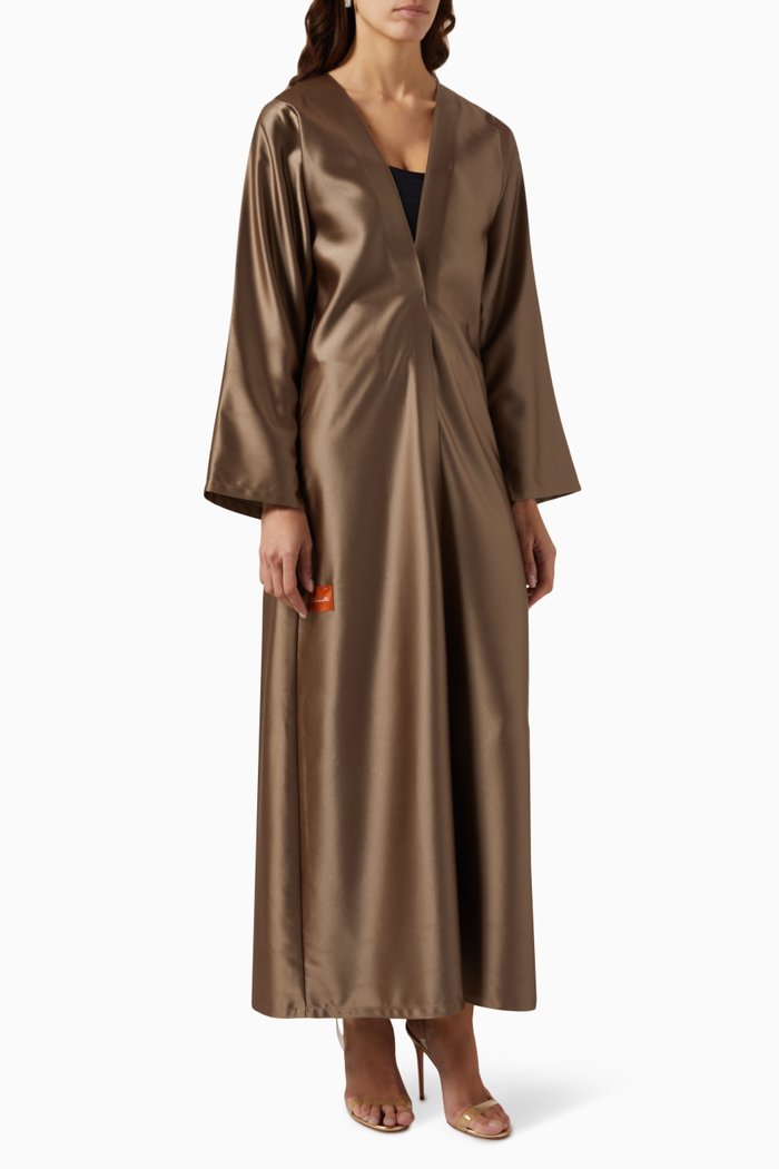 

Slit Sleeve Abaya in Satin, Neutral