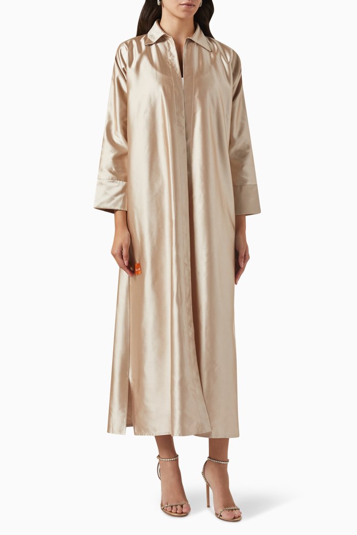 

Collared Abaya in Satin, Neutral