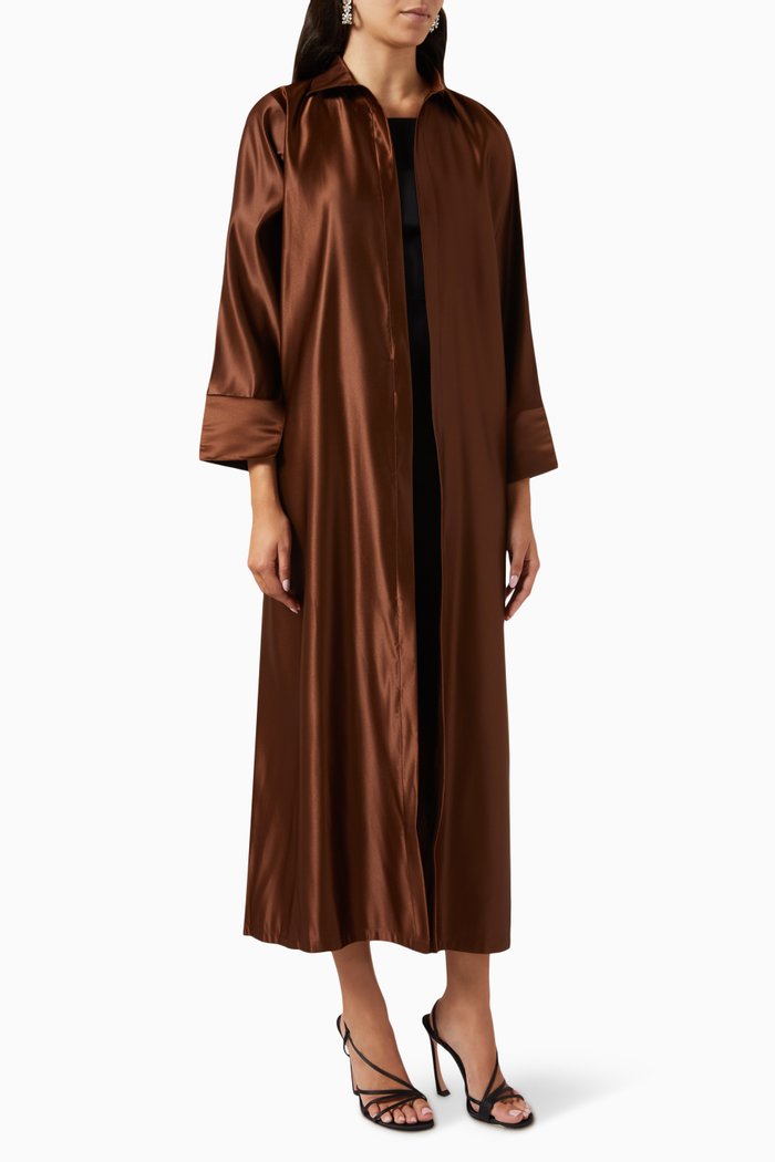 

Collared Abaya in Satin, Brown