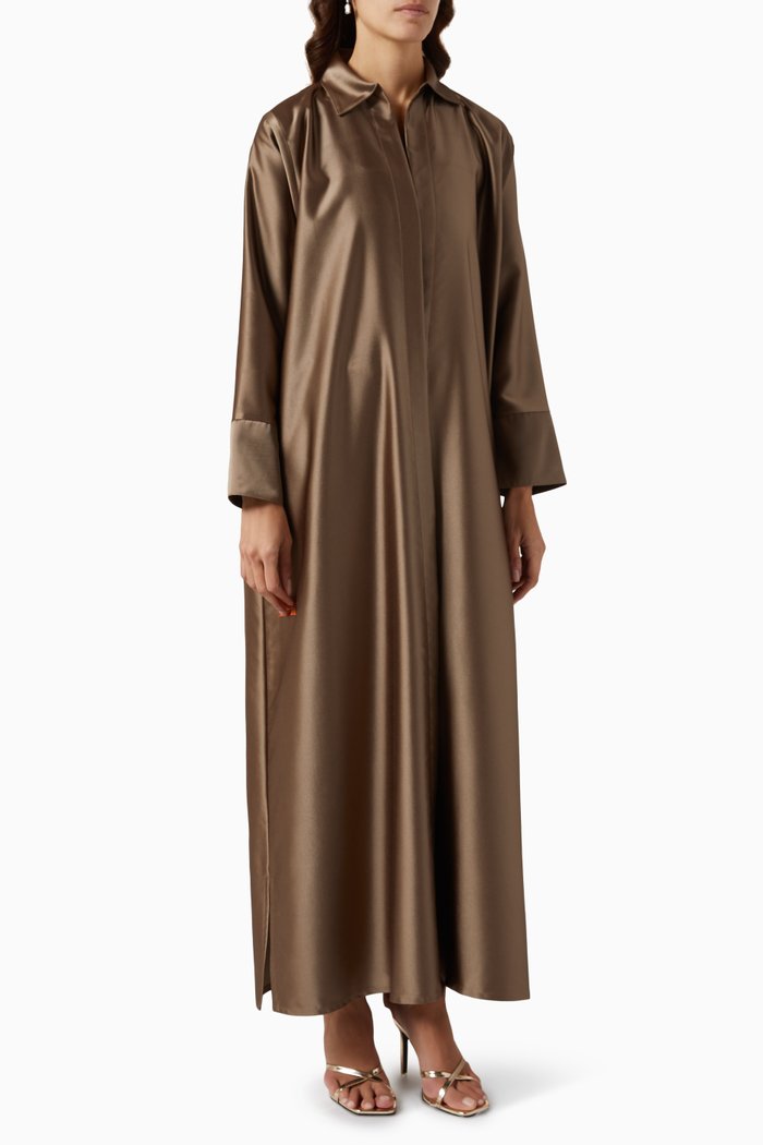 

Collared Abaya in Satin, Neutral
