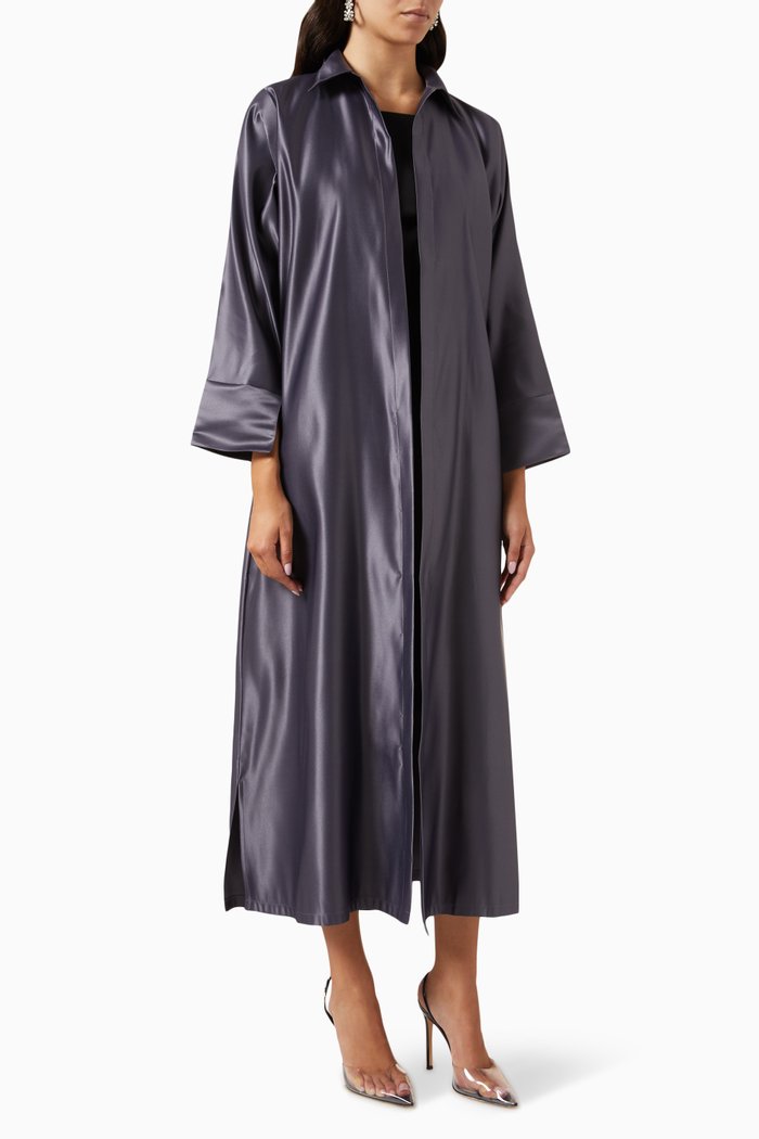 

Collared Abaya in Satin, Purple