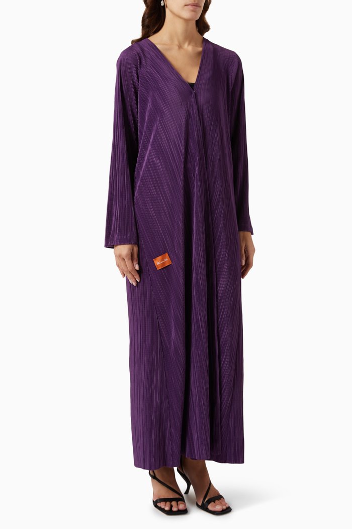 

Pleated Abaya in Satin, Purple