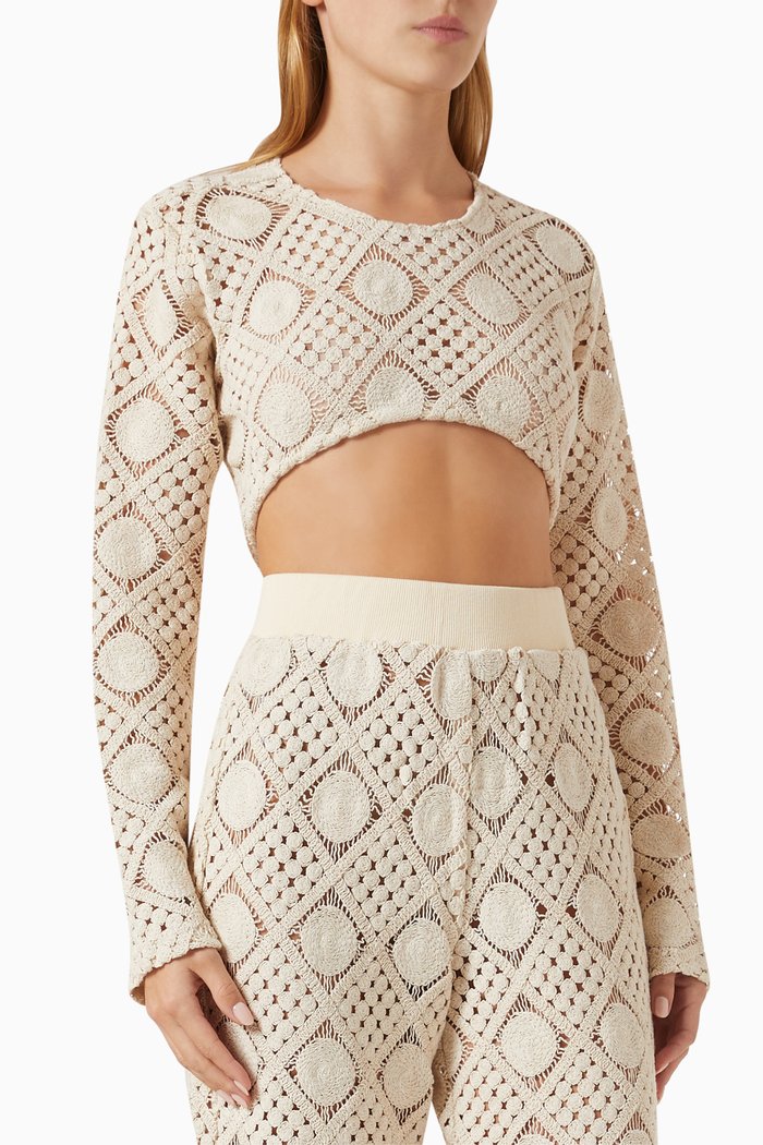 

Hira Key-hole Top in Crochet, White
