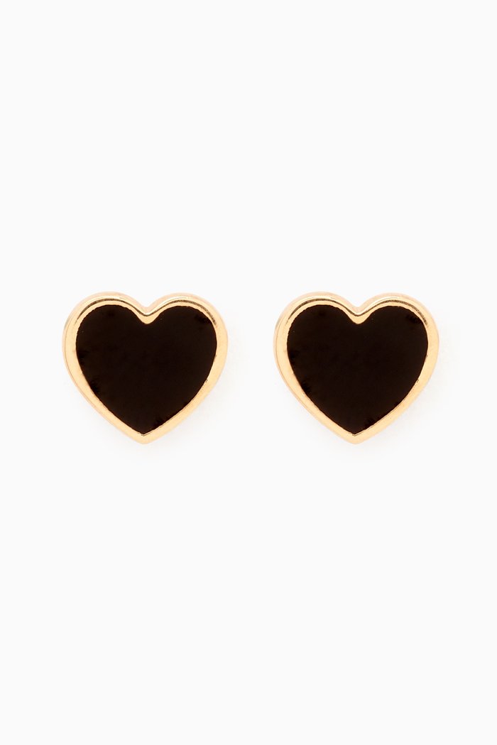 

Mini Heart Enamel Stud Earrings in 18kt Gold, Black