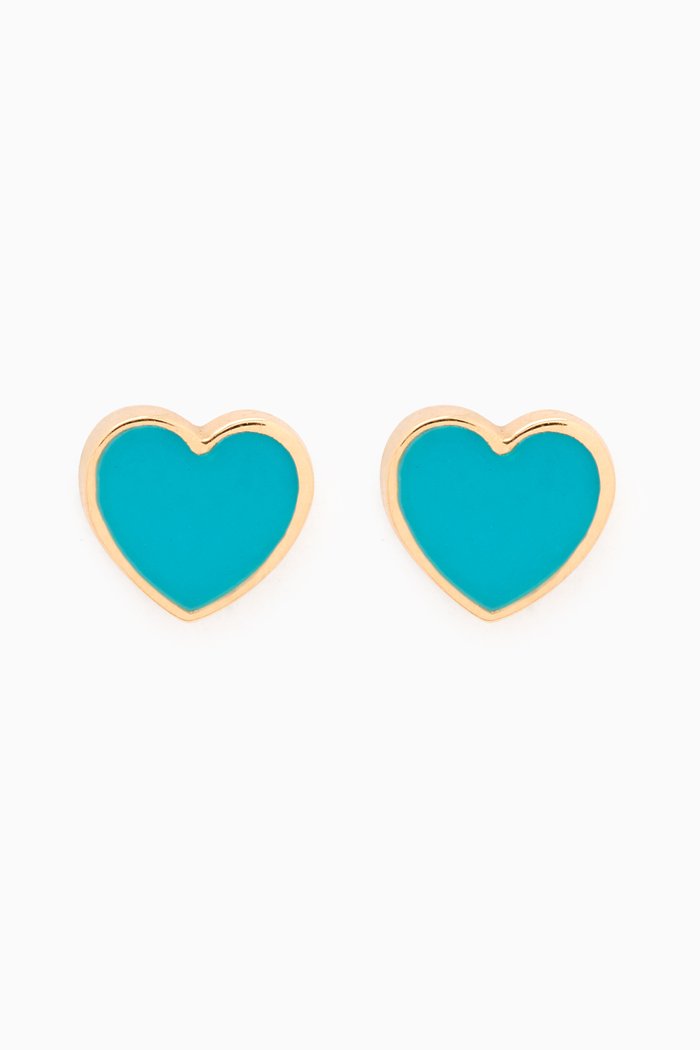 

Mini Heart Enamel Stud Earrings in 18kt Gold, Blue