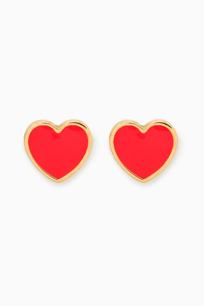

Mini Heart Enamel Stud Earrings in 18kt Gold, Pink