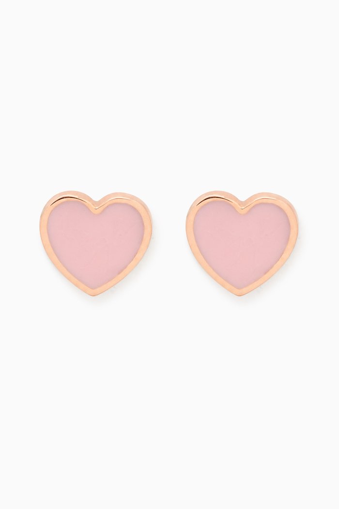 

Mini Heart Enamel Stud Earrings in 18kt Rose Gold, Pink