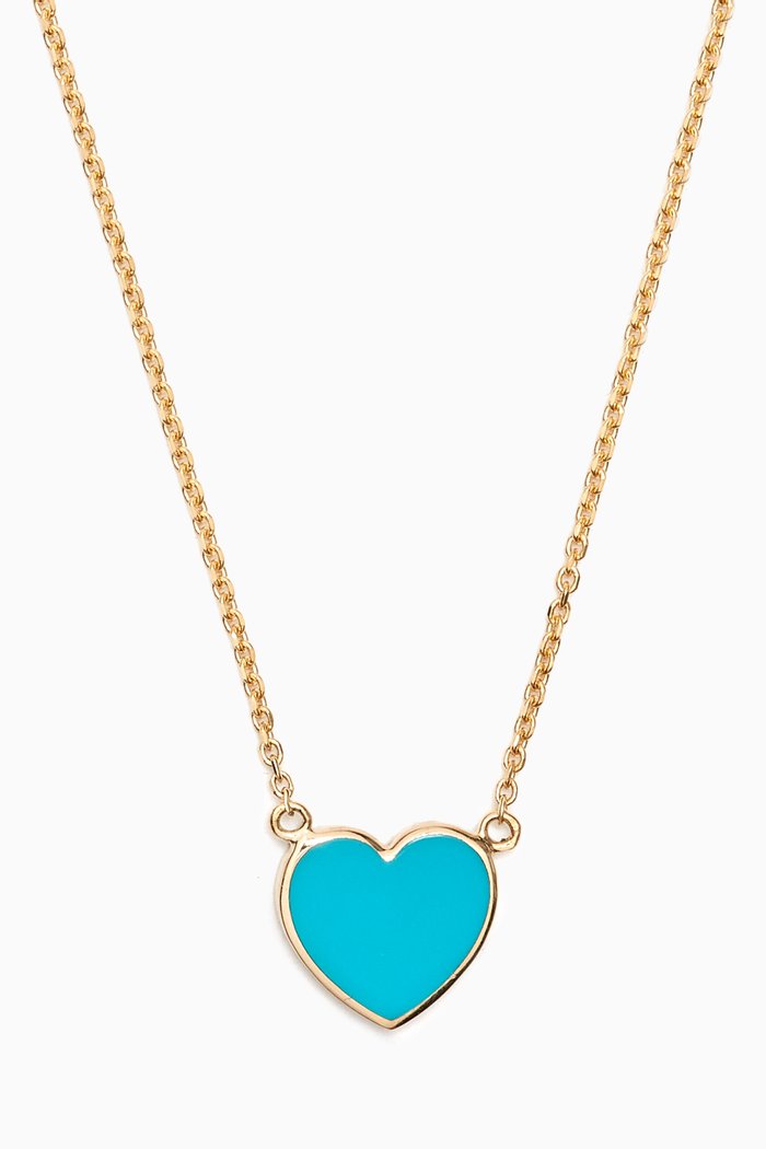 

Heart Enamel Necklace in 18kt Gold, Blue
