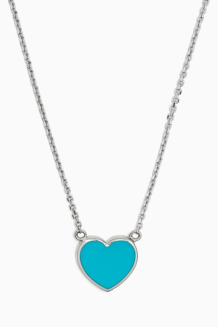 

Heart Enamel Necklace in 18k White Gold