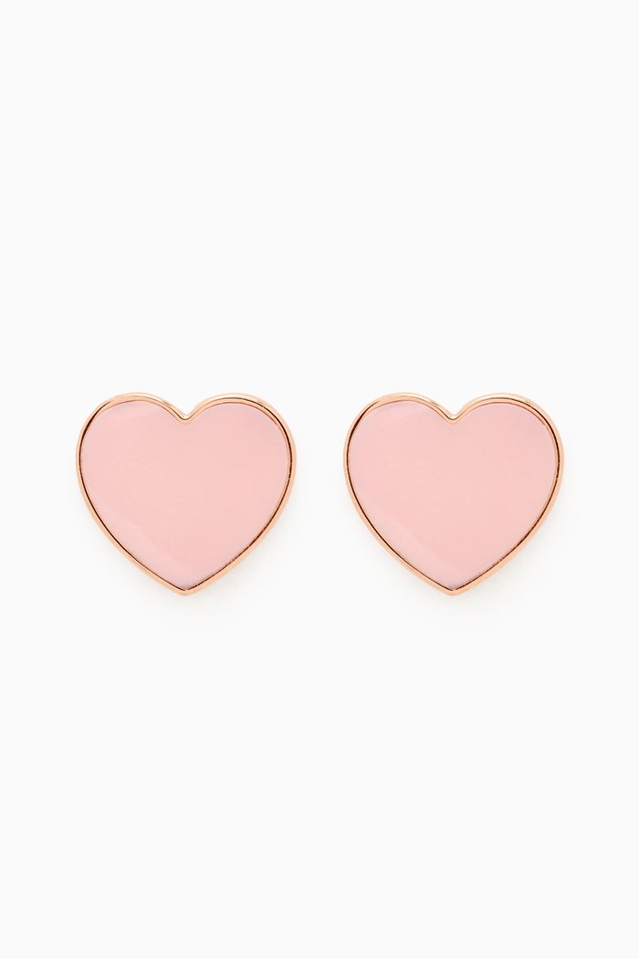 

Large Heart Enamel Stud Earrings in 18kt Rose Gold, Pink