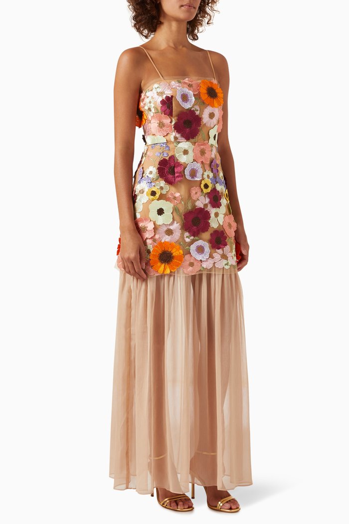 

Salma Maxi Dress in Tulle, Multicolour