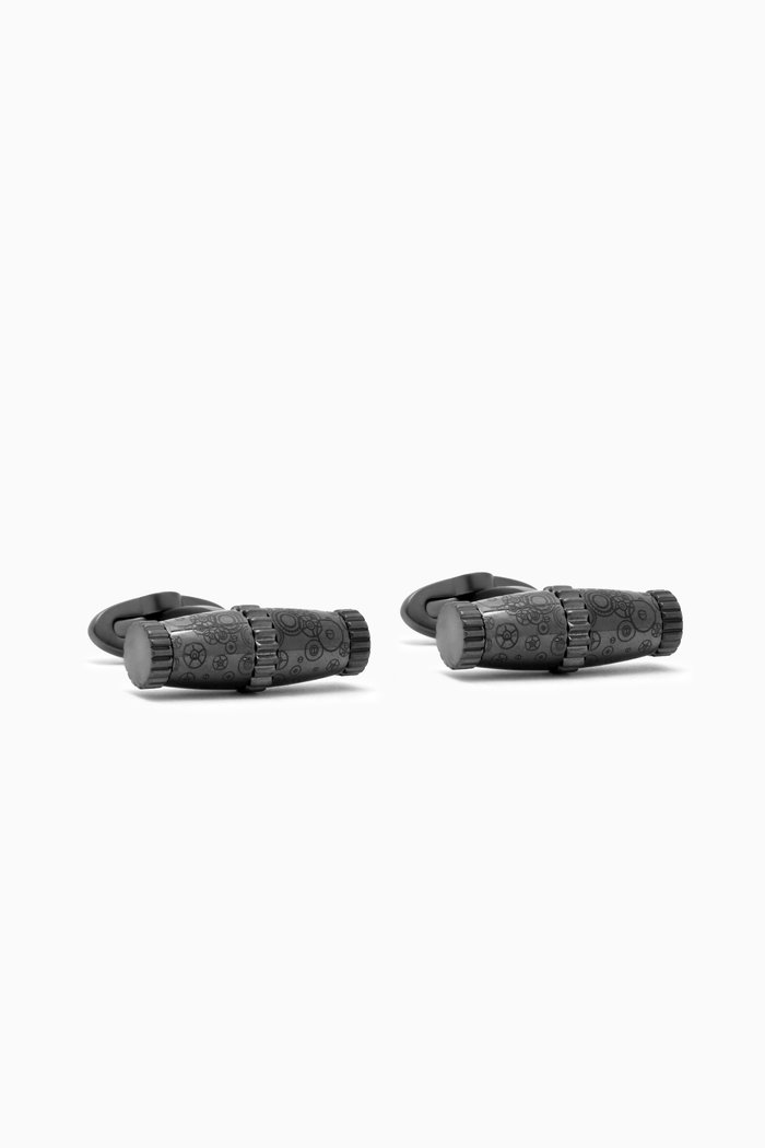 Time Gear Cufflinks in Metal, Black