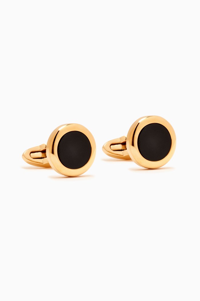 Classico Cufflinks in IP Yellow Gold, Black