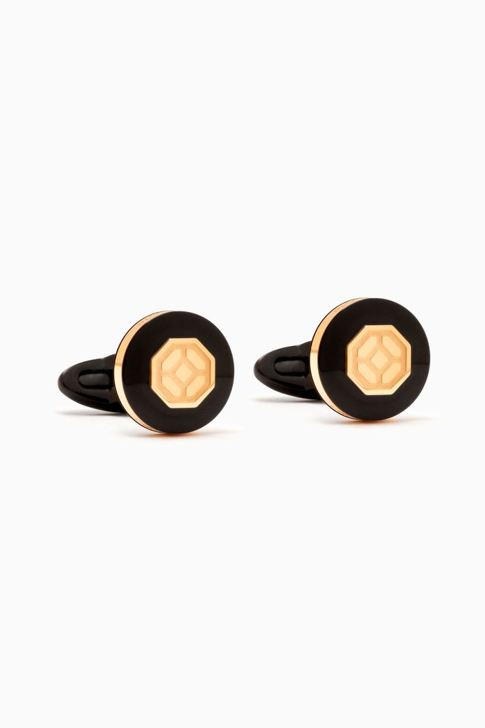 

Il Signore Cufflinks in Gold-plated Metal, Black