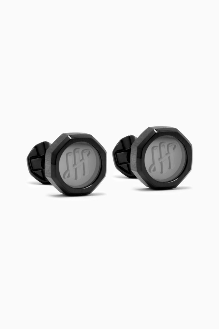 Otto Cufflinks in IP Stainless Steel, Black