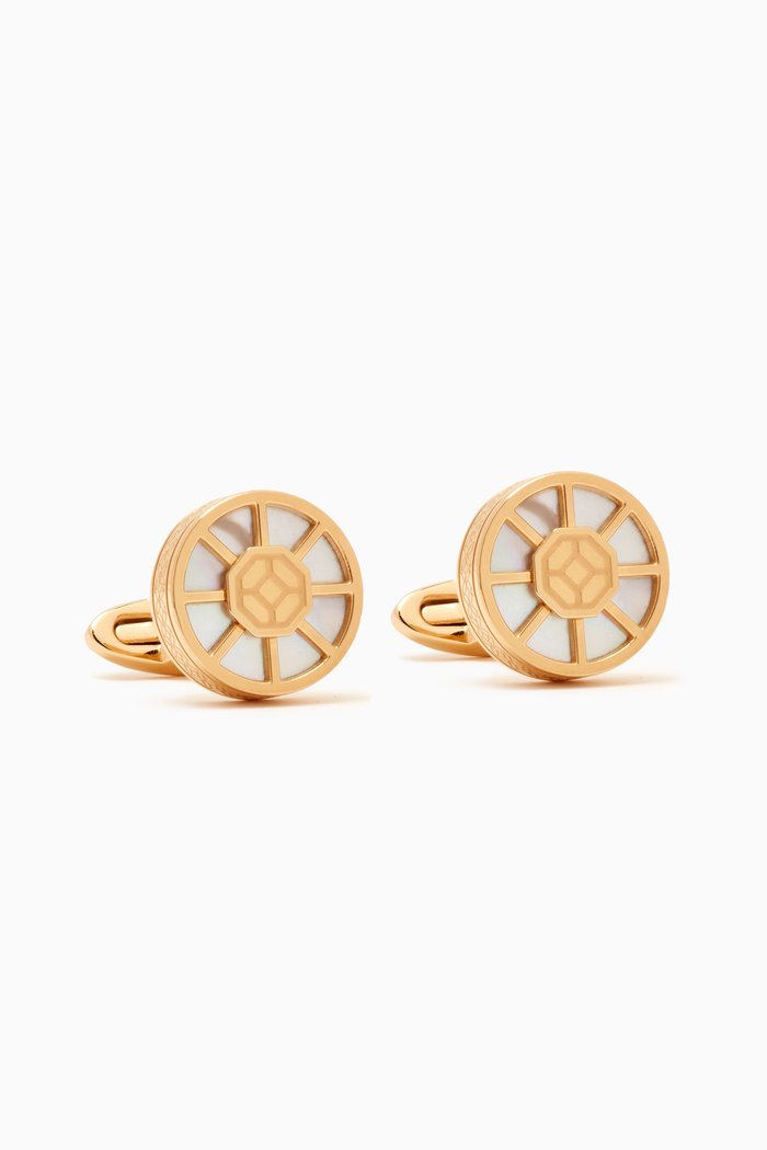 

Wheel Cufflinks in Yellow Gold PVD, Multicolour