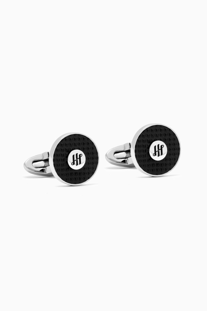 Clou Ambigram Cufflinks in Stainless Steel, Silver