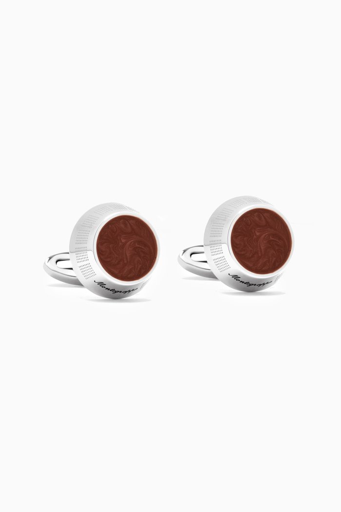 

Miya Cufflinks in Stainless Steel, Brown