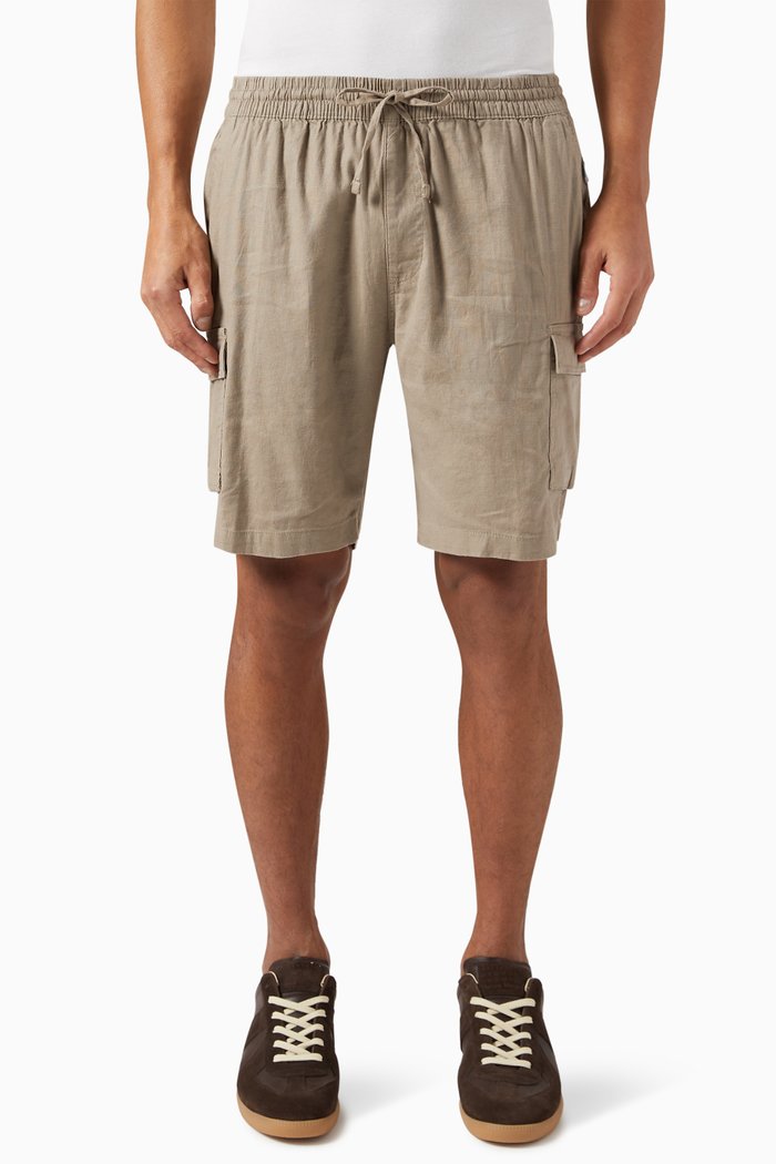 

Cargo Shorts in Stretch Linen, Brown