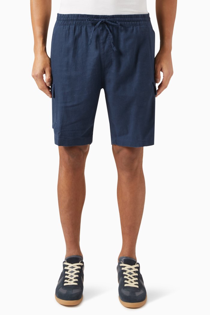 

Cargo Shorts in Stretch Linen, Blue