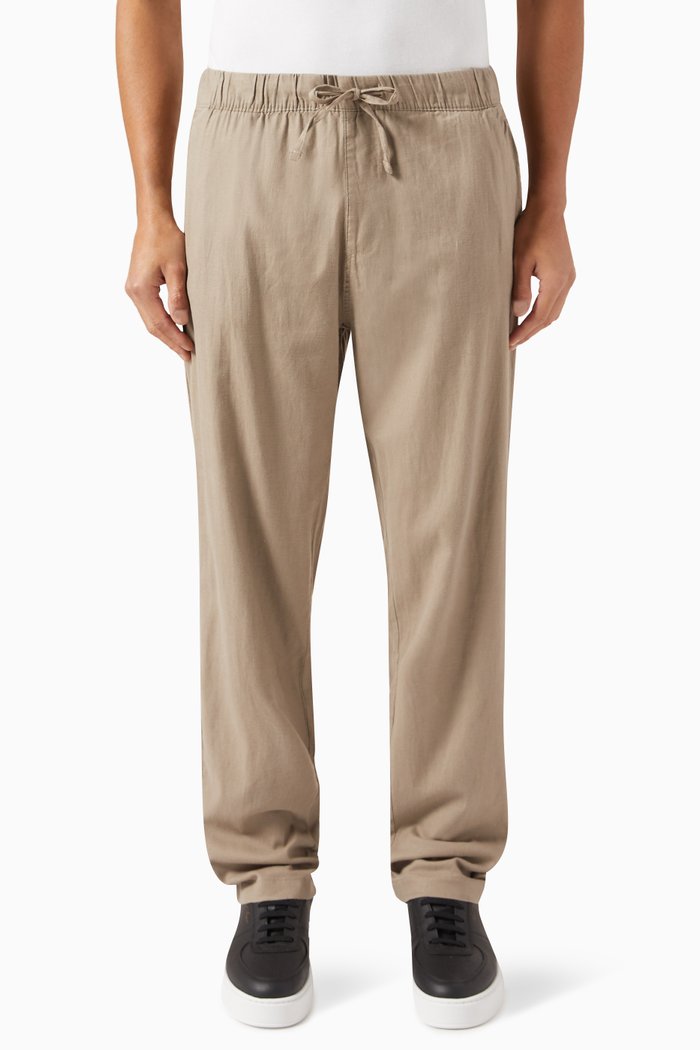 

Pull-on Pants in Stretch Linen Blend, Brown
