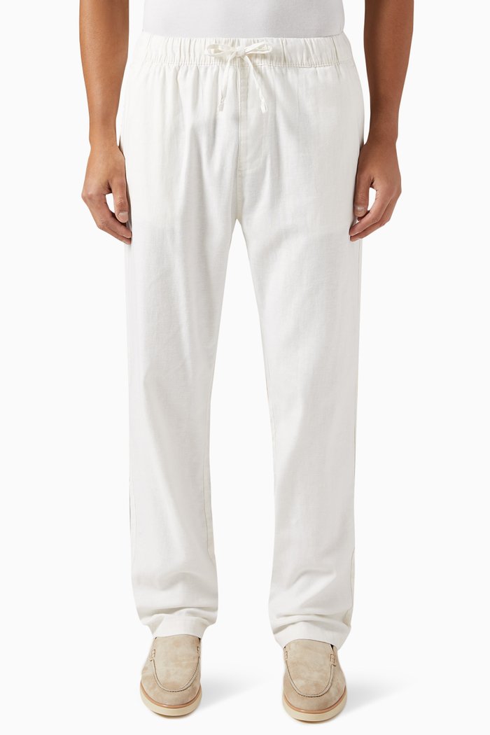 

Pull-on Pants in Stretch Linen Blend, White
