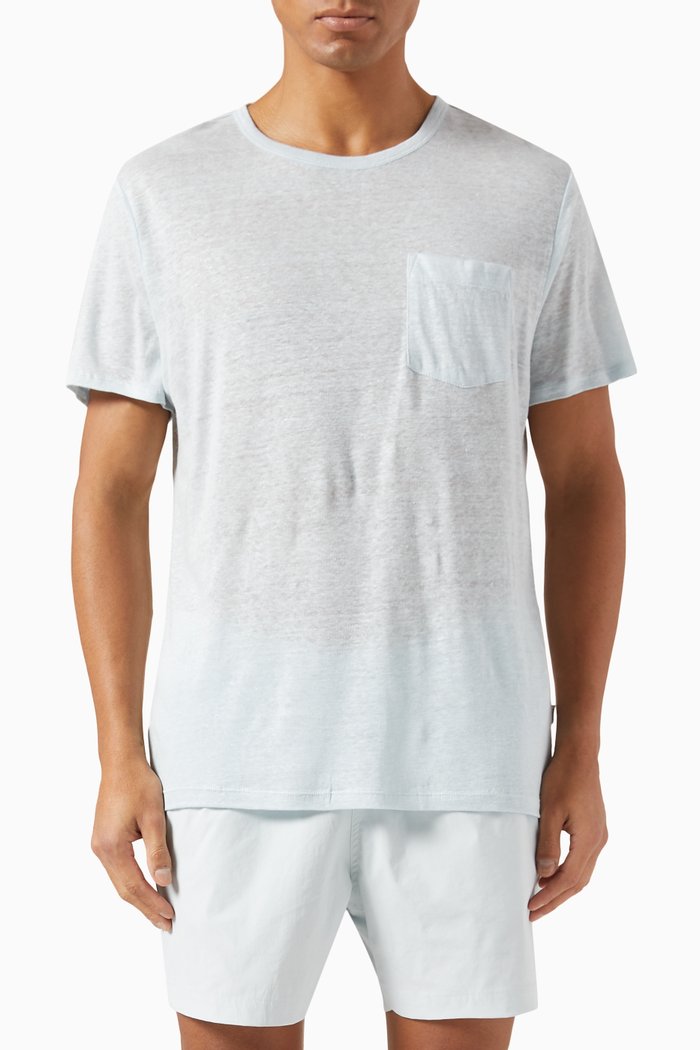 

Pocket T-shirt in Linen, Blue