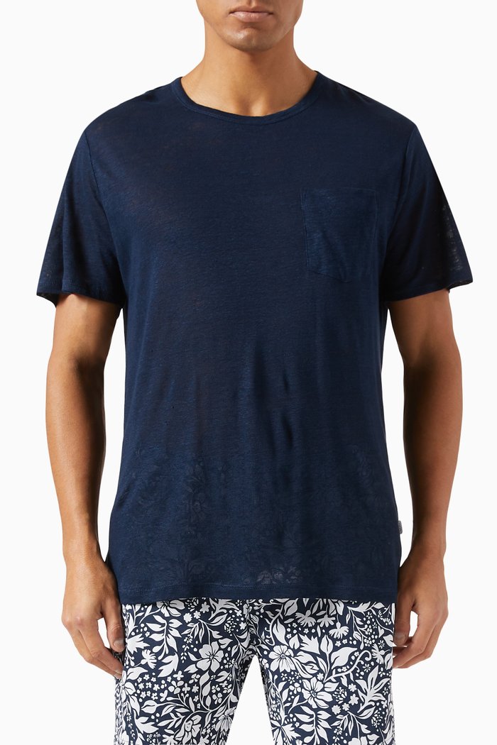 

Pocket T-shirt in Linen, Blue