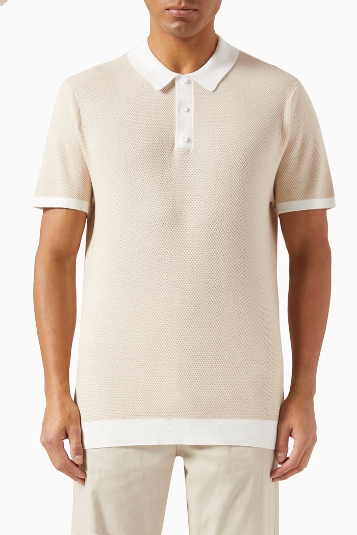 Polo Shirt in Knit Cotton, Neutral