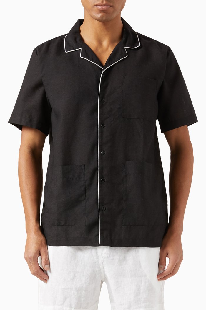 

Camp Shirt in Water-Resistant Linen, Black