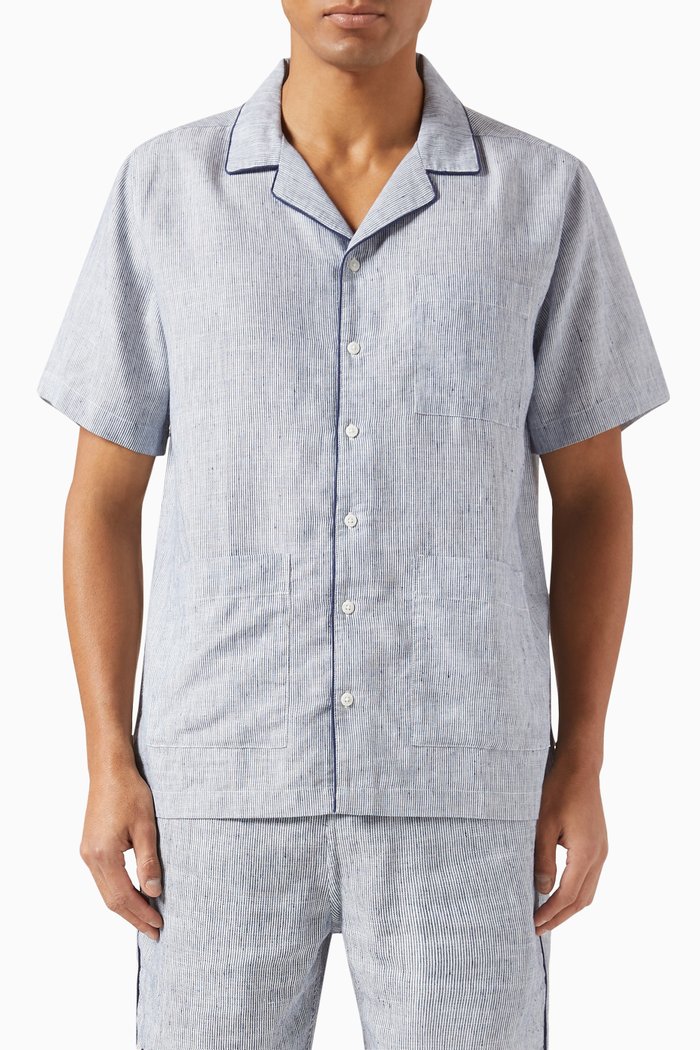 

Camp Shirt in Water-Resistant Linen, Blue