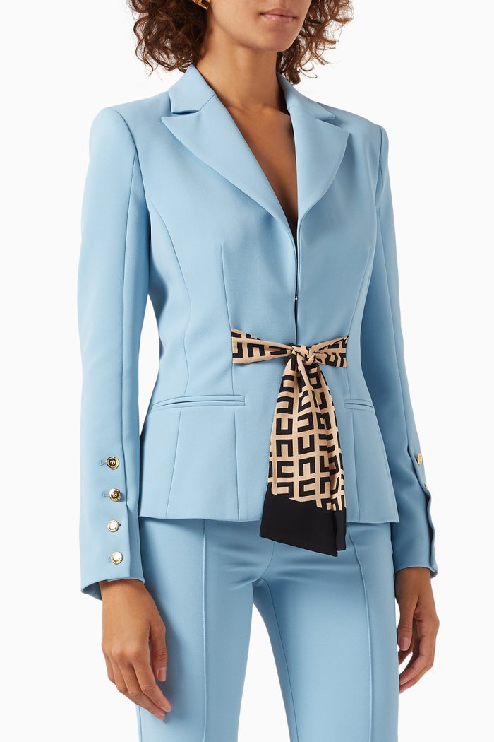 

EF Logo Scarf Blazer in Double Crêpe, Blue