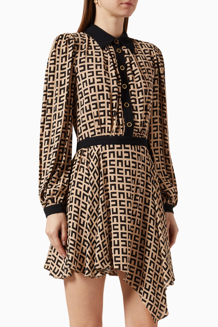 

EF Maze Asymmetrical Dress in Viscose Crepe, Brown
