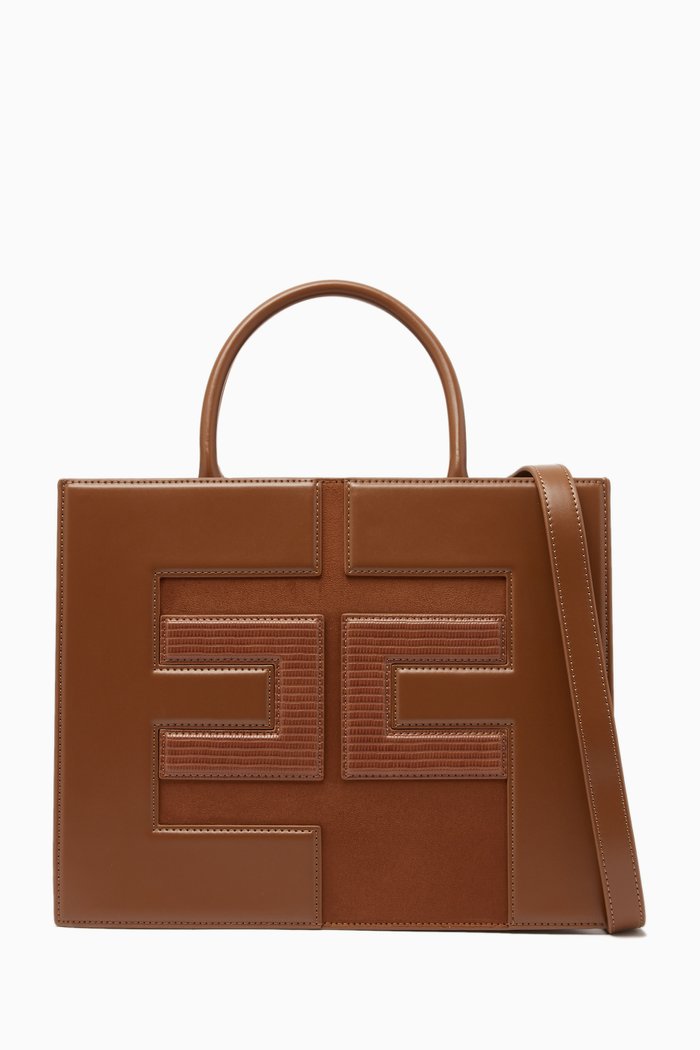 EF Small Shopper Bag in Leather, Brown