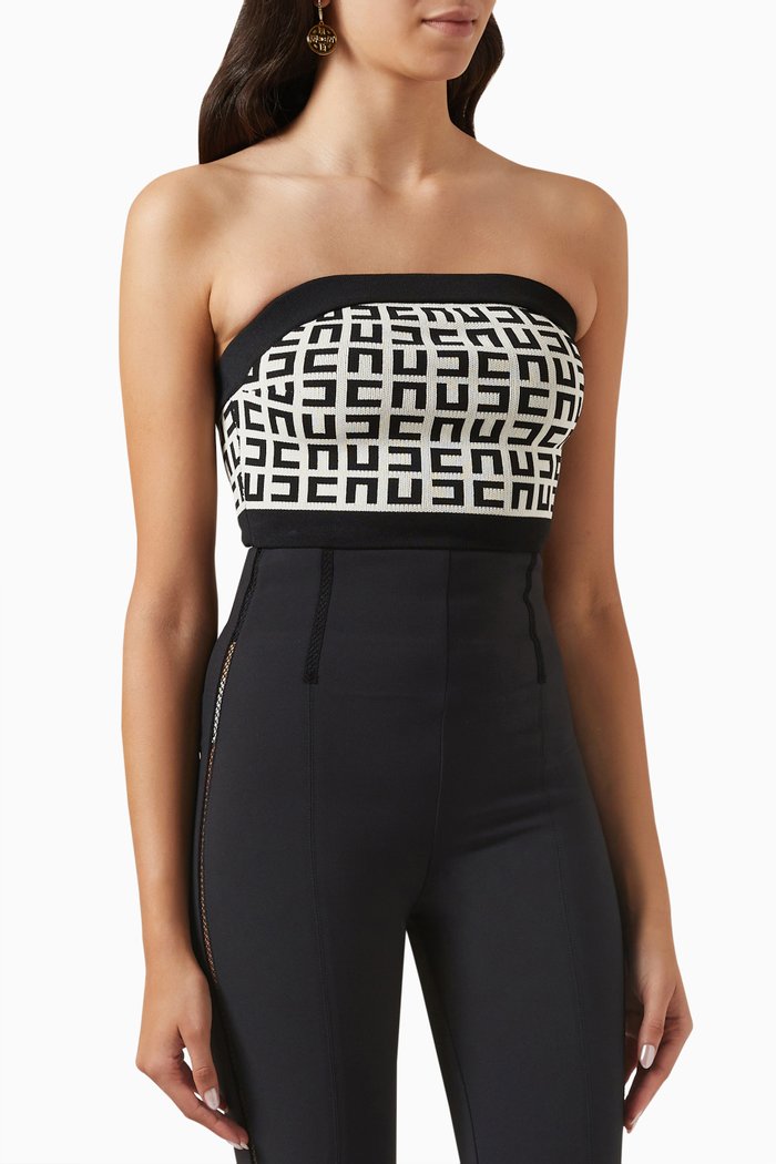 

EF Maze Monogram Bandeau Top in Viscose-blend Knit, Neutral