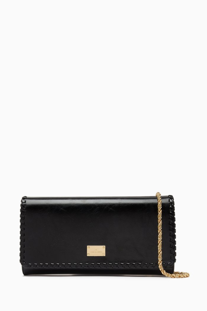 

EF Bustier Flap Bag in Leather, Black