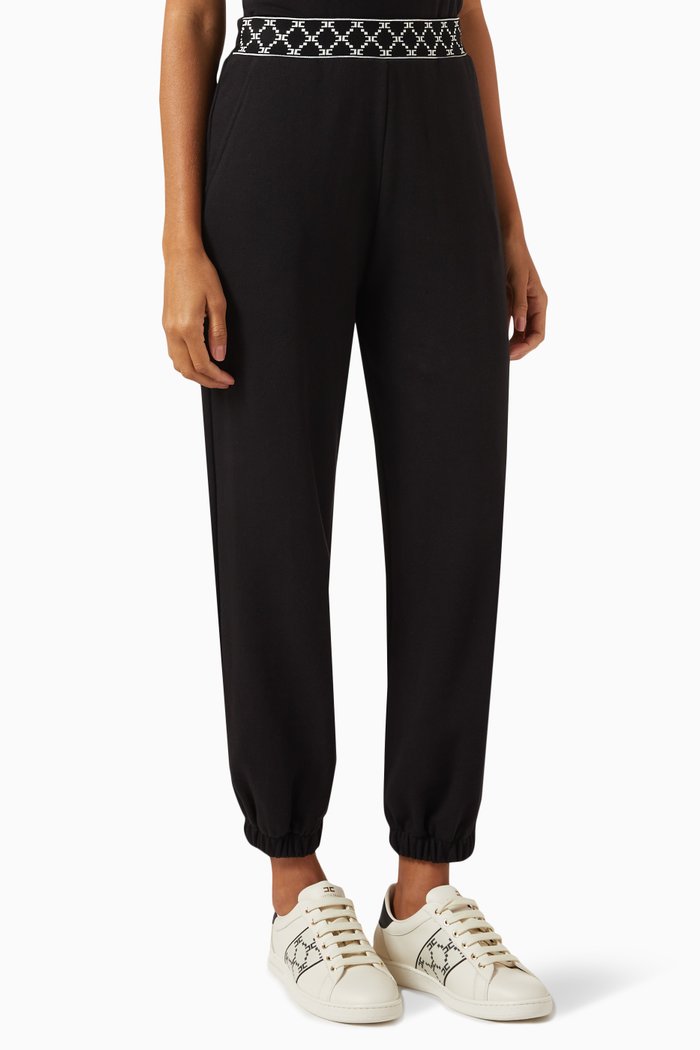 

EF Logo Tape Joggers in Cotton, Black