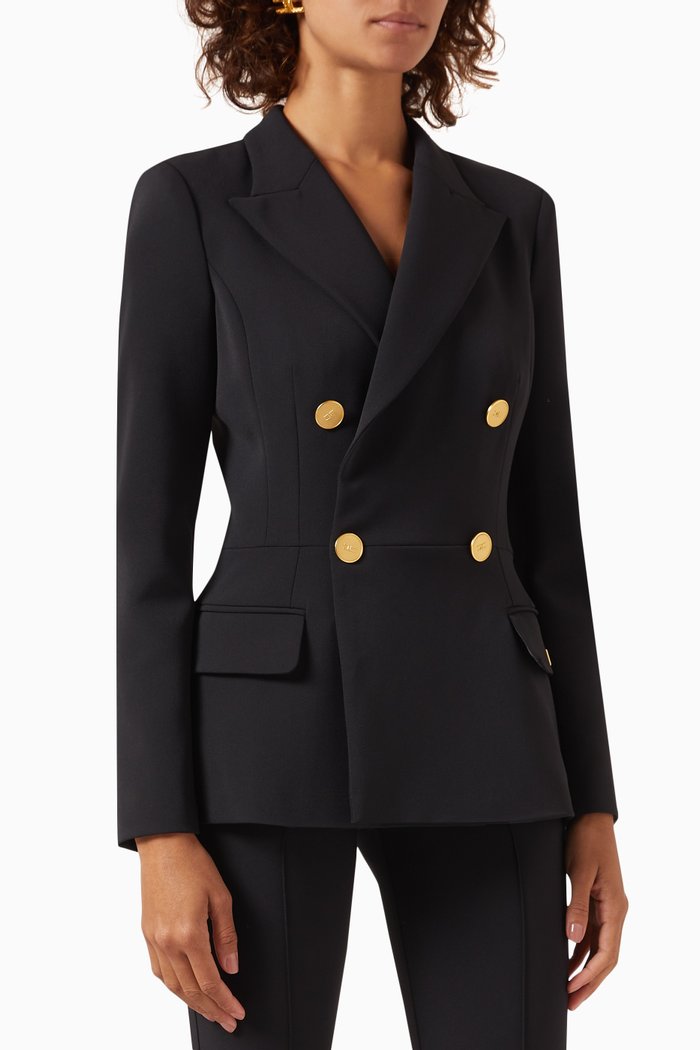 

Double-breasted Blazer in Crepe, Black